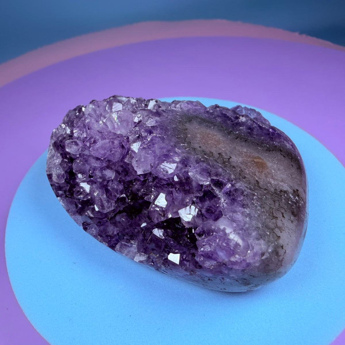 Amethyst Small Semi-Polished Cluster with Agate (Video)