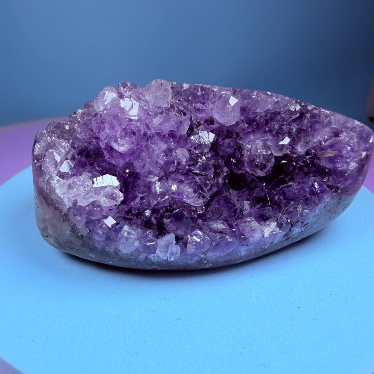 Amethyst Small Semi-Polished Cluster with Agate (Video)