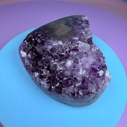 Amethyst Small Semi-Polished Cluster with Agate (Video)