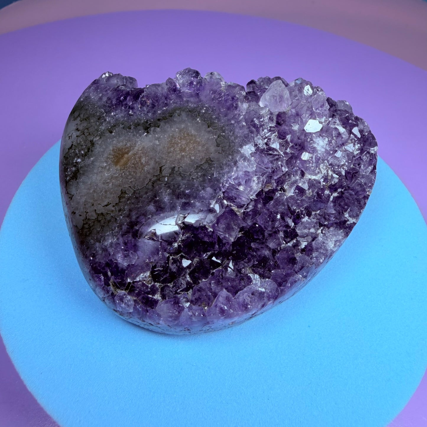 Amethyst Small Semi-Polished Cluster with Agate (Video)