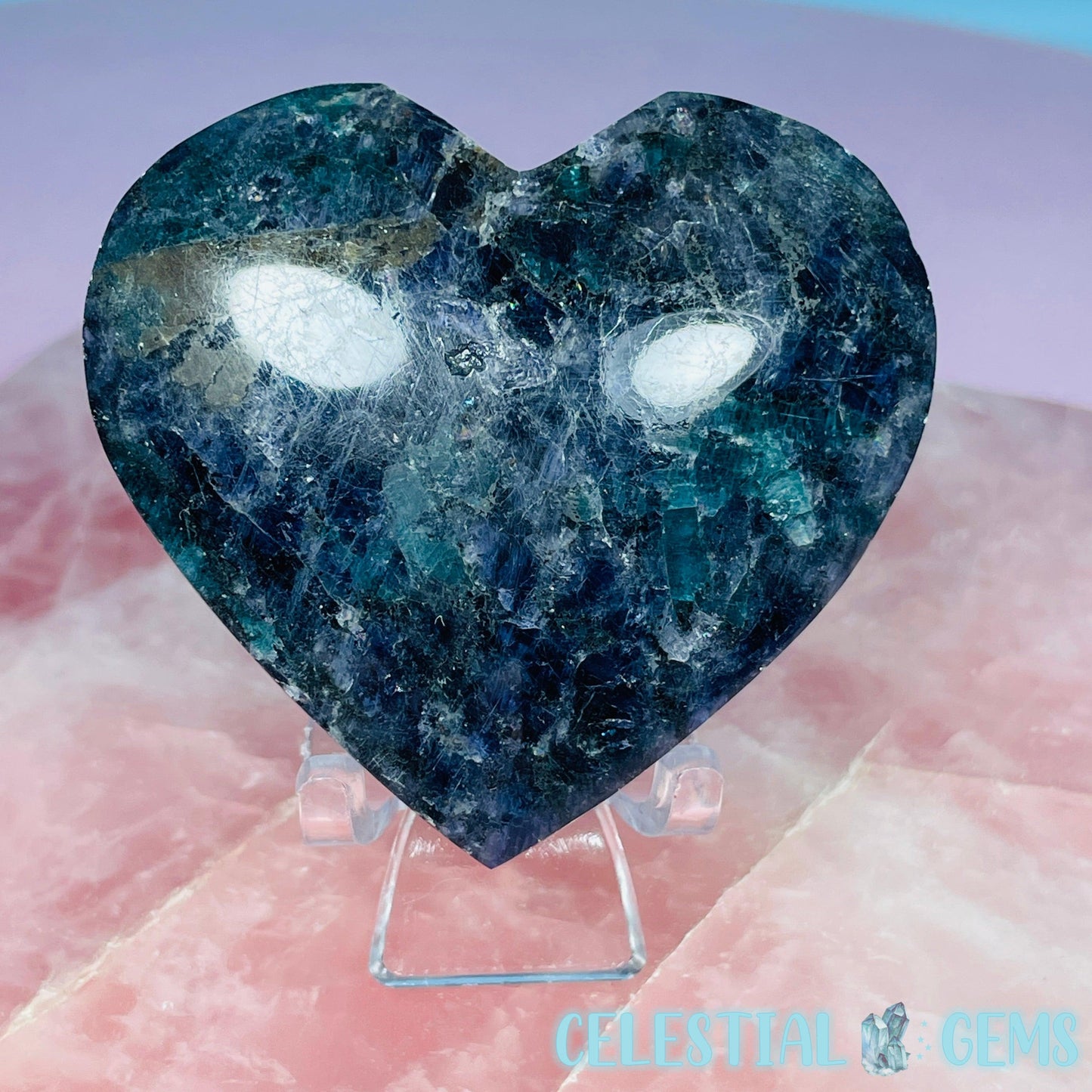 Iolite (Cordierite) + Blue Apatite Heart Medium Carving