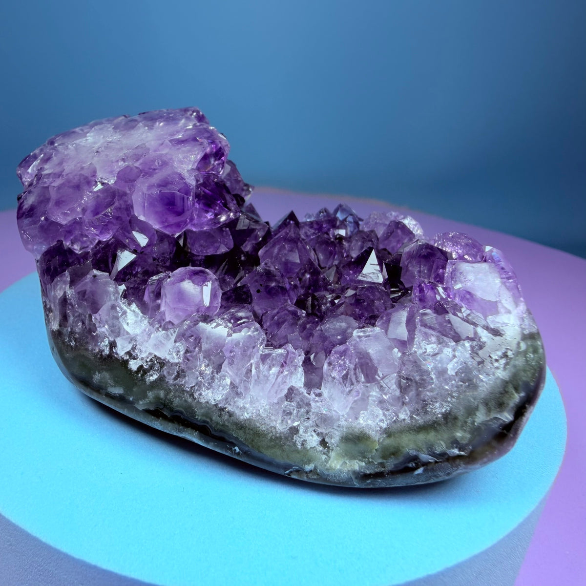 Amethyst Small Semi-Polished Cluster with Agate (Video)