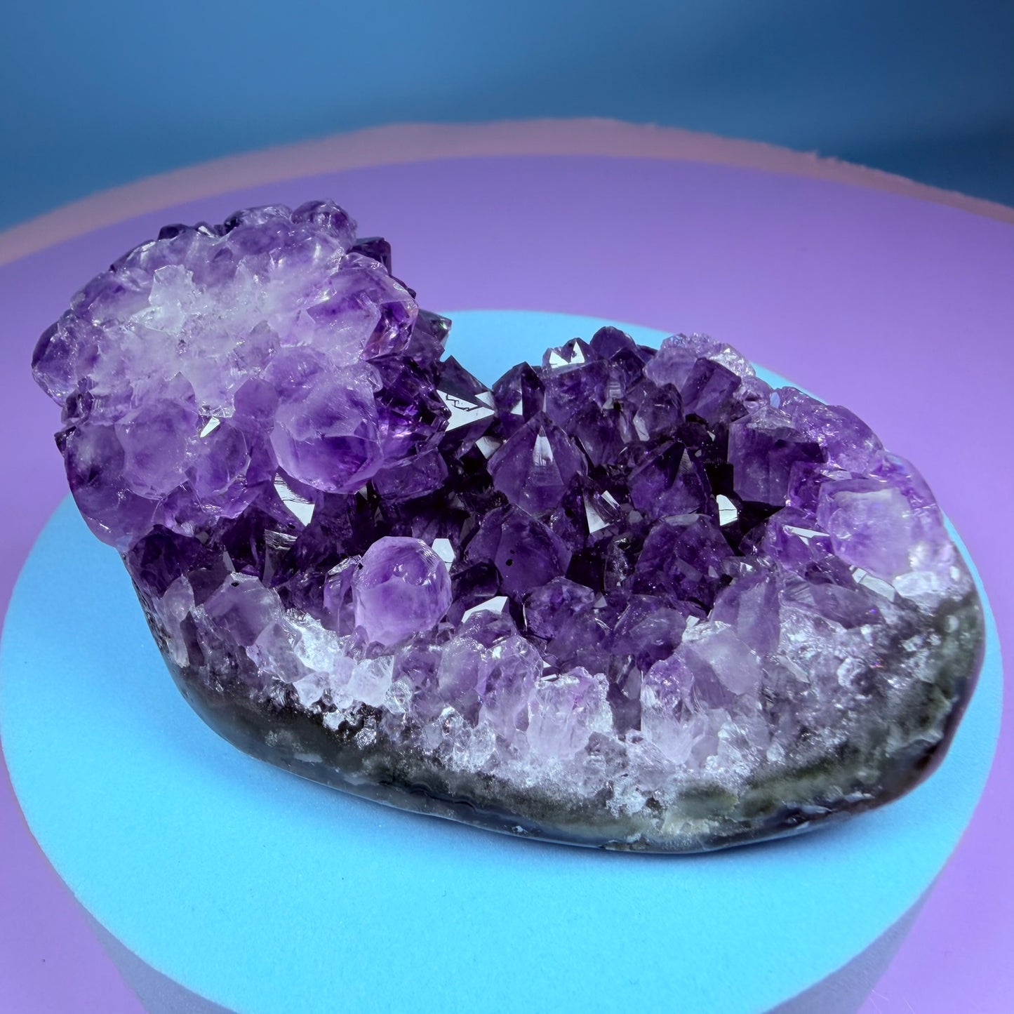 Amethyst Small Semi-Polished Cluster with Agate (Video)