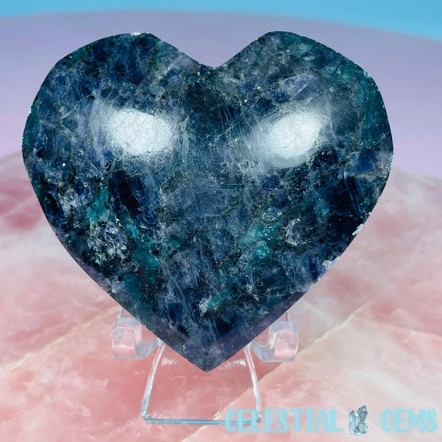 Iolite (Cordierite) + Blue Apatite Heart Medium Carving