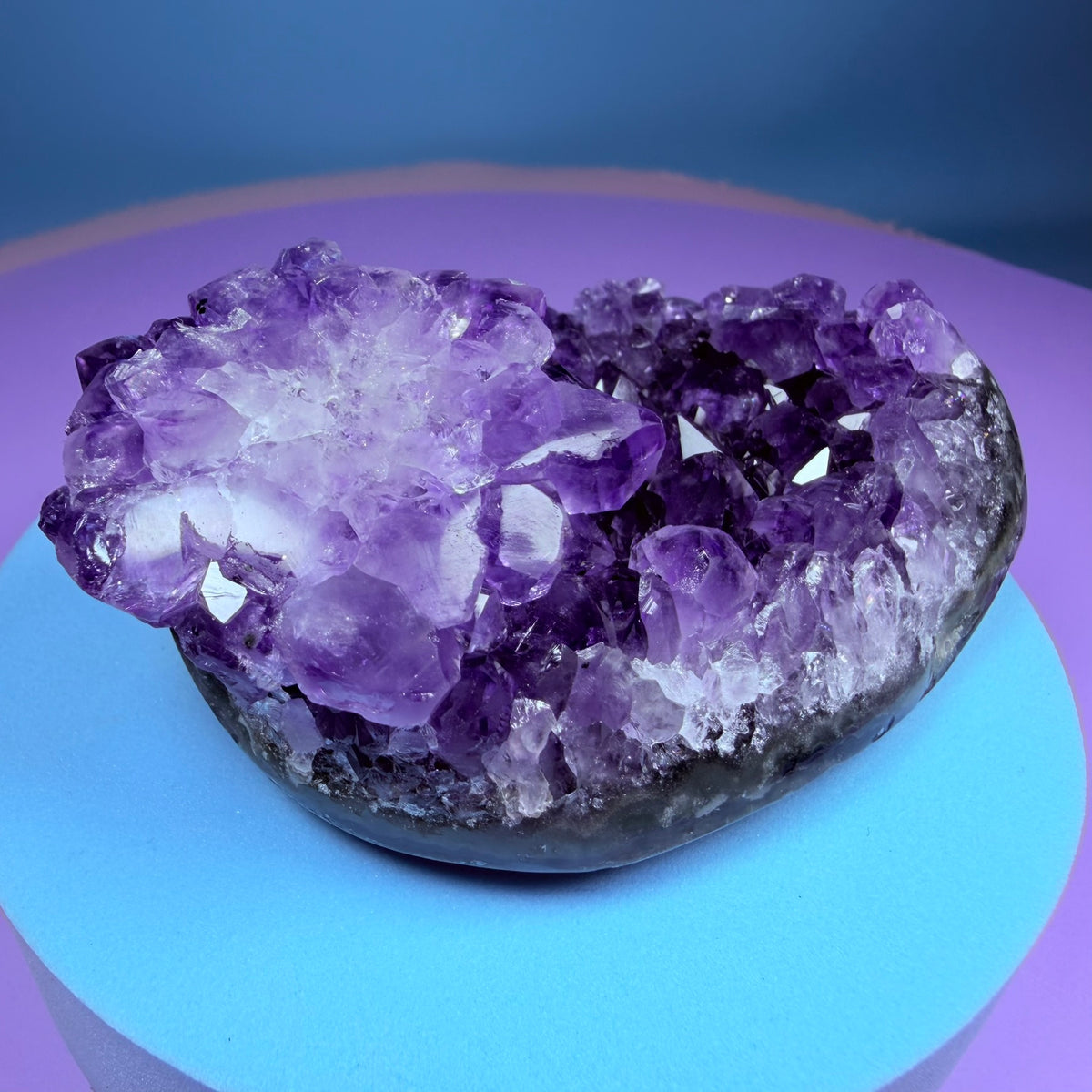 Amethyst Small Semi-Polished Cluster with Agate (Video)