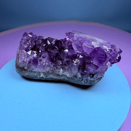 Amethyst Small Semi-Polished Cluster with Agate (Video)