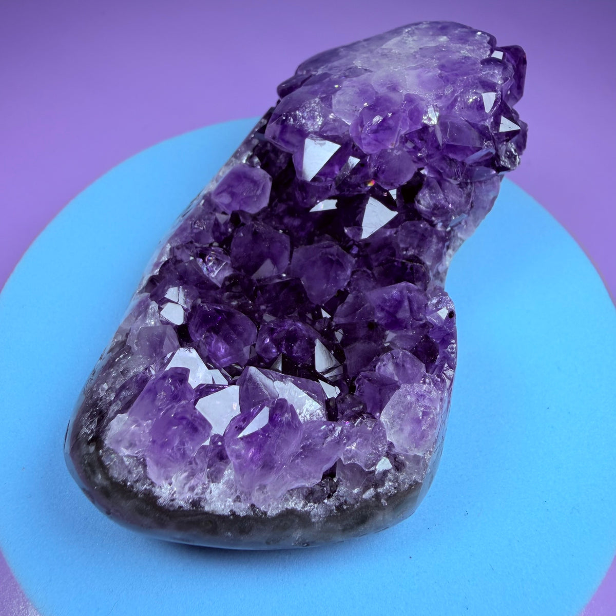 Amethyst Small Semi-Polished Cluster with Agate (Video)