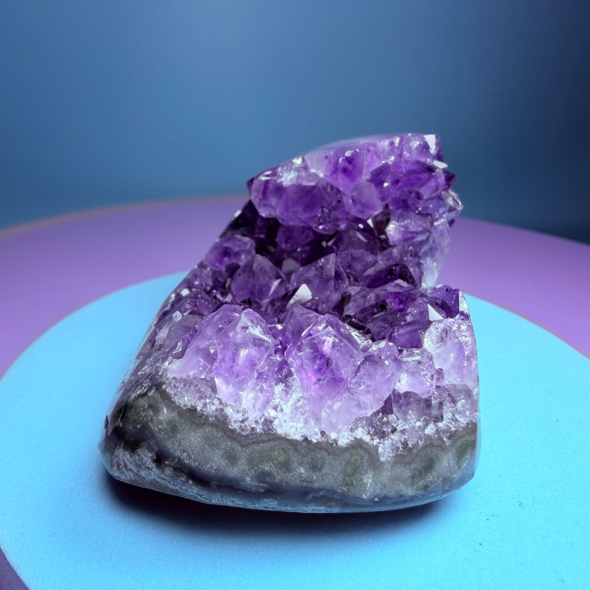Amethyst Small Semi-Polished Cluster with Agate (Video)