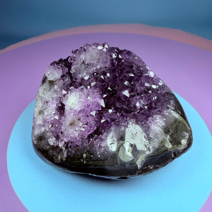 Amethyst Small Semi-Polished Cluster with Agate (Video)