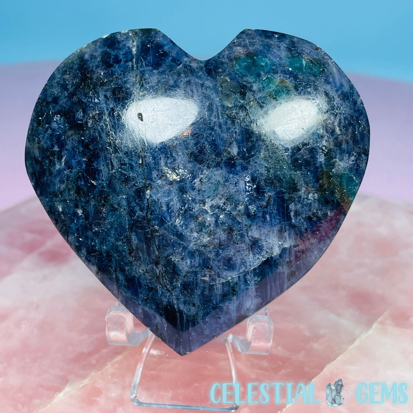 Iolite (Cordierite) + Blue Apatite Heart Medium Carving
