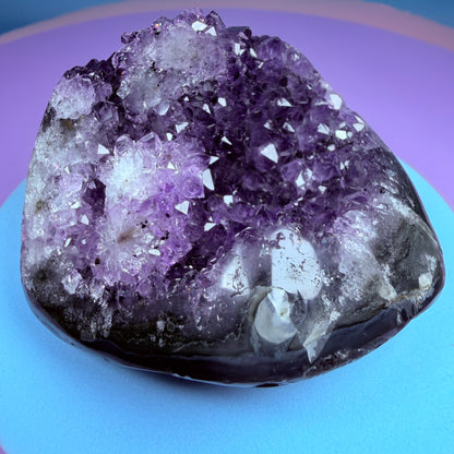 Amethyst Small Semi-Polished Cluster with Agate (Video)