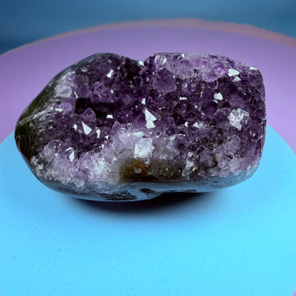 Amethyst Small Semi-Polished Cluster with Agate (Video)