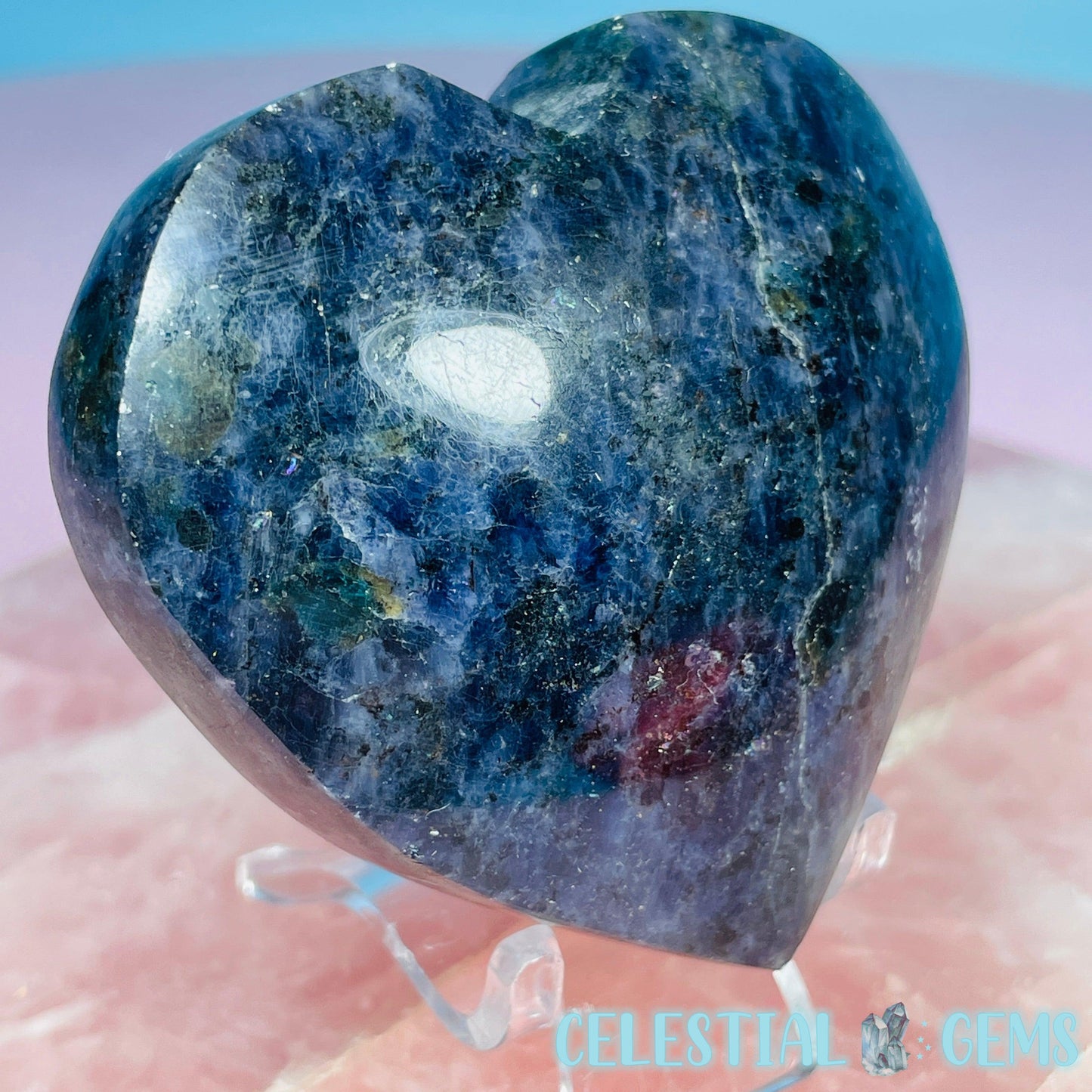 Iolite (Cordierite) + Blue Apatite Heart Medium Carving