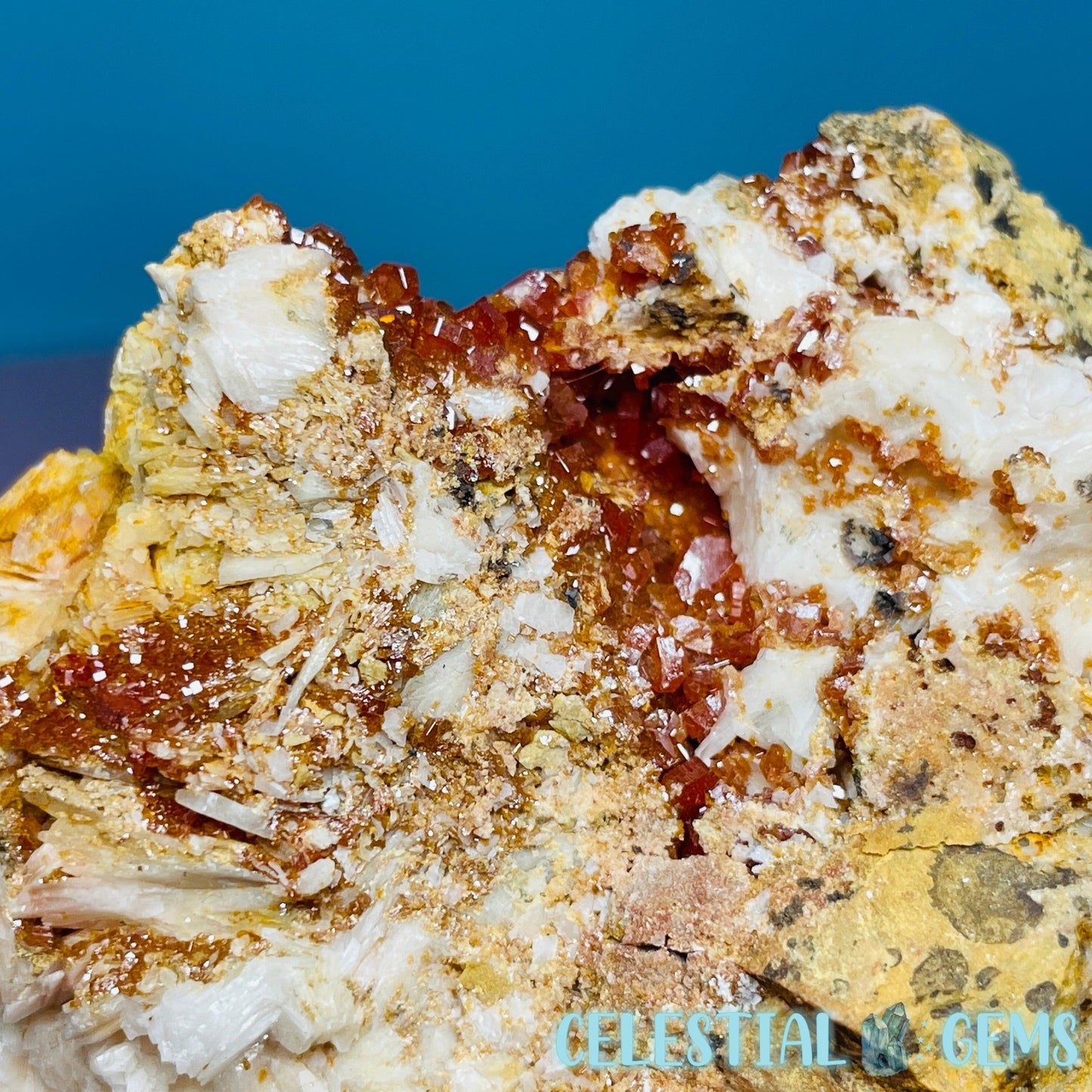 Vanadinite over Barite Raw Cluster Specimen