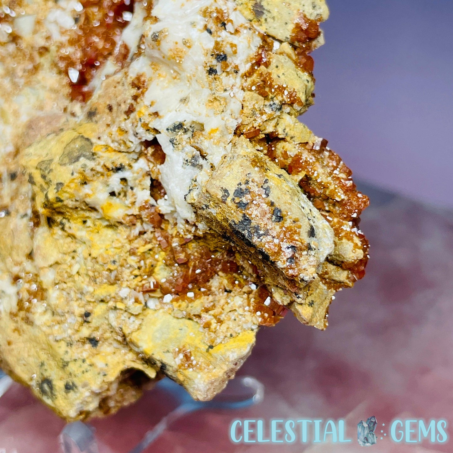 Vanadinite over Barite Raw Cluster Specimen