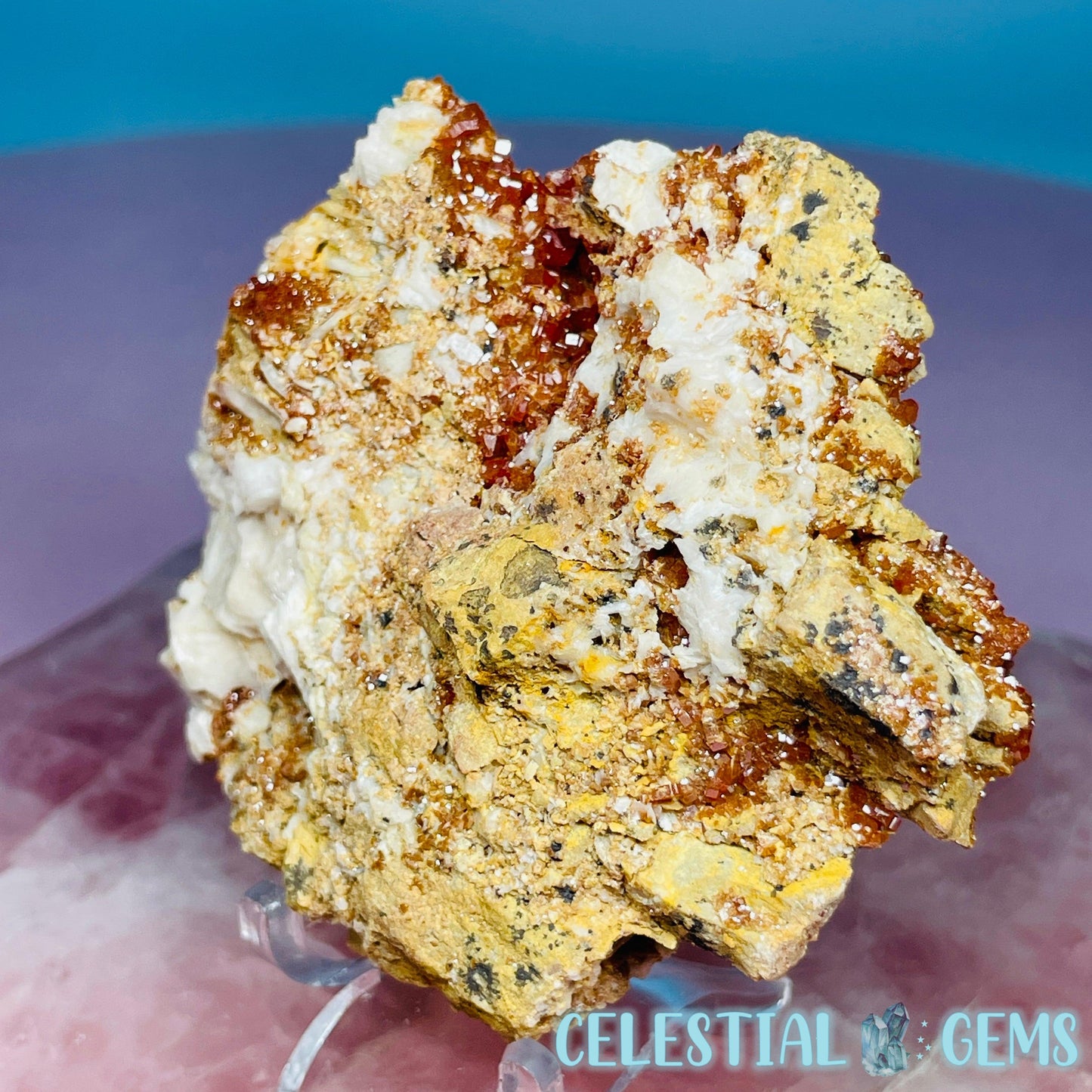 Vanadinite over Barite Raw Cluster Specimen