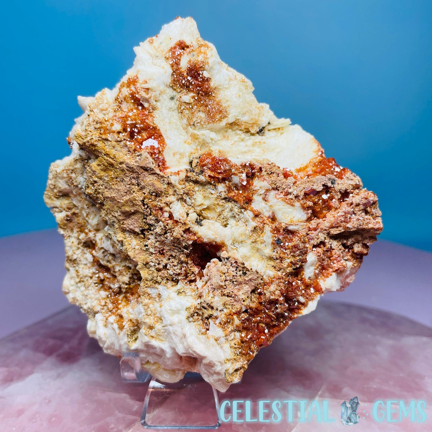 Vanadinite over Barite Raw Cluster Specimen