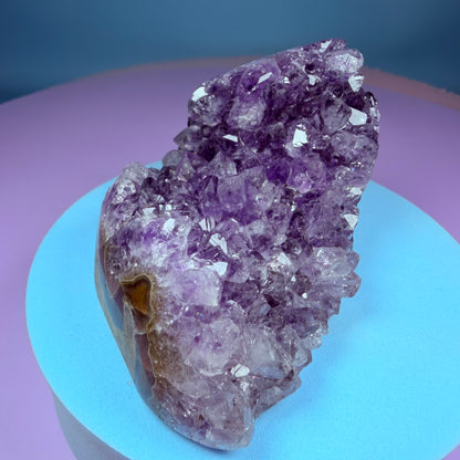 Amethyst Small Semi-Polished Cluster with Agate Stalactite (Video)
