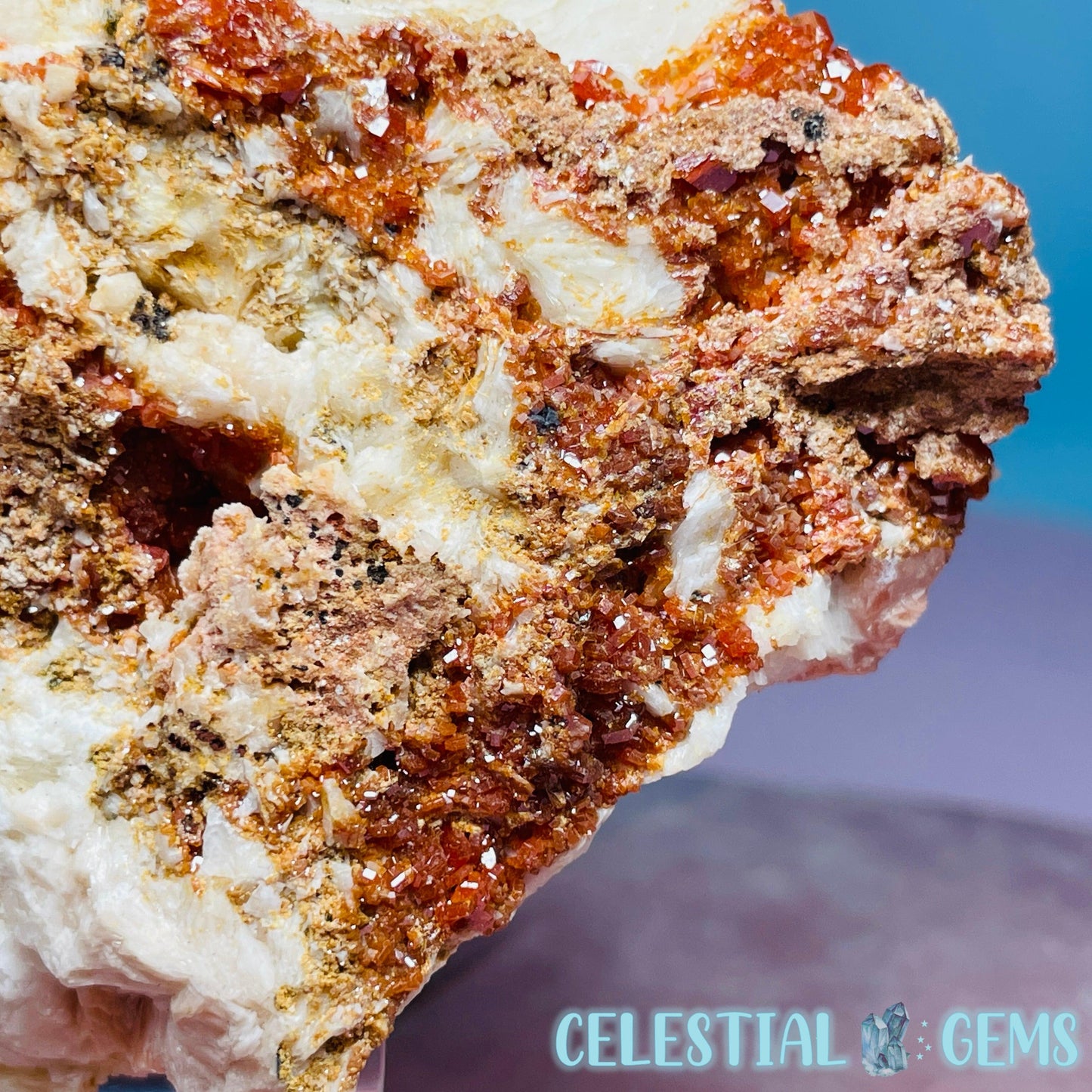 Vanadinite over Barite Raw Cluster Specimen