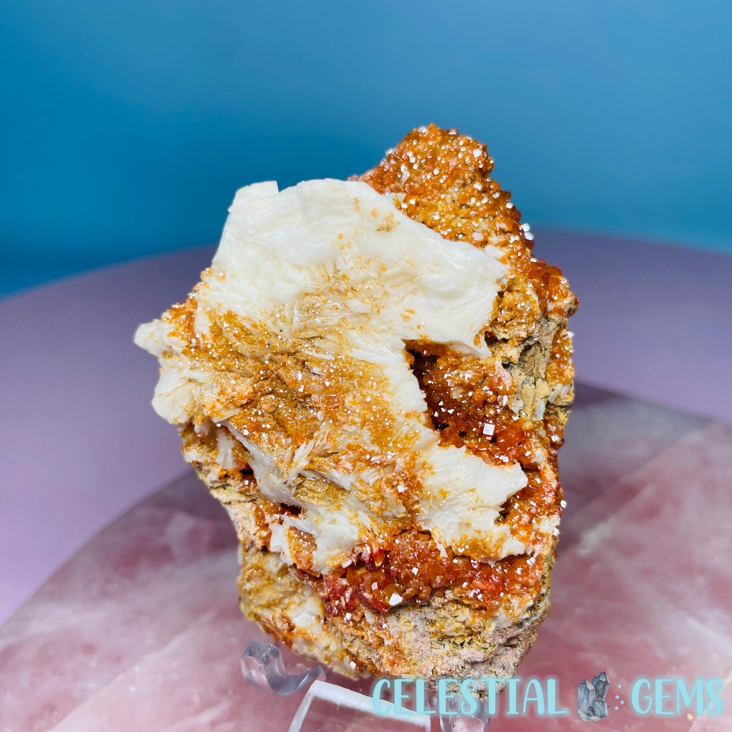 Vanadinite over Barite Raw Cluster Specimen