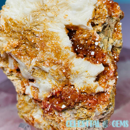Vanadinite over Barite Raw Cluster Specimen