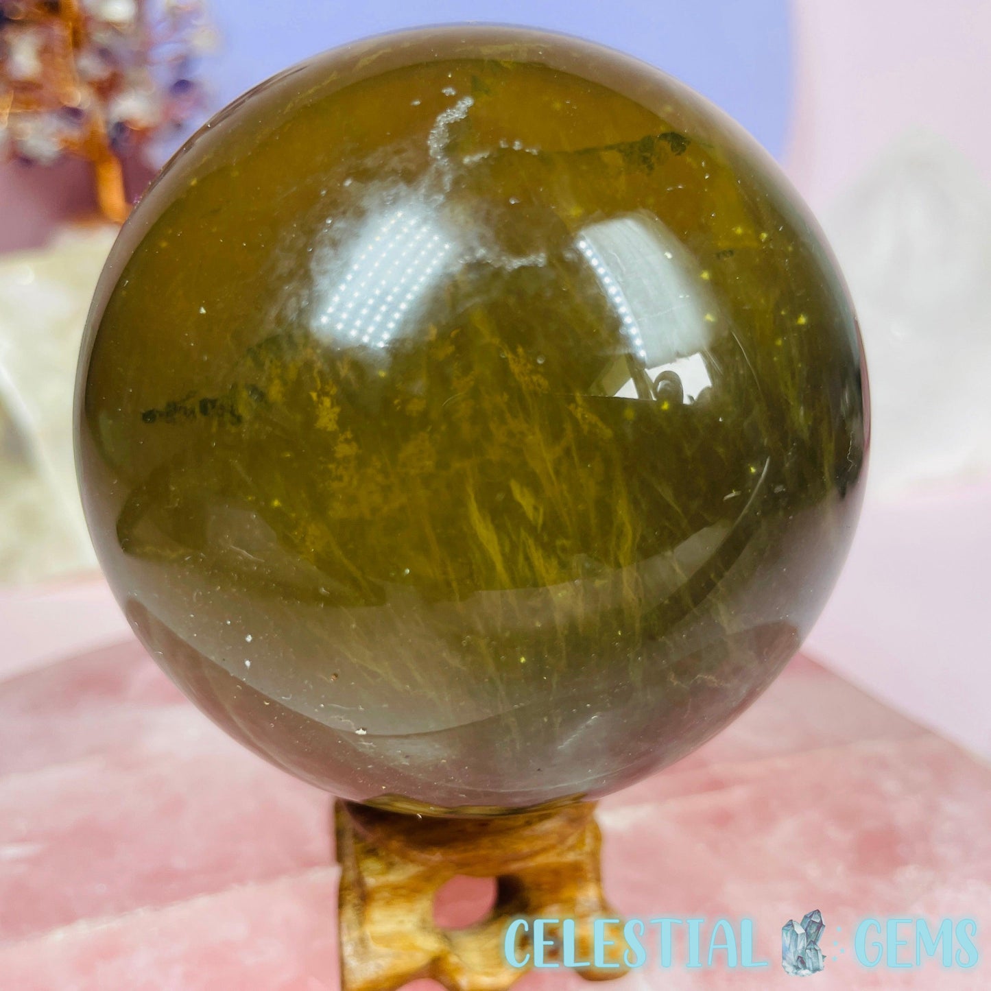 Yellow + Purple Fluorite Large Sphere