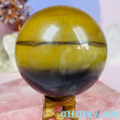 Yellow + Purple Fluorite Large Sphere