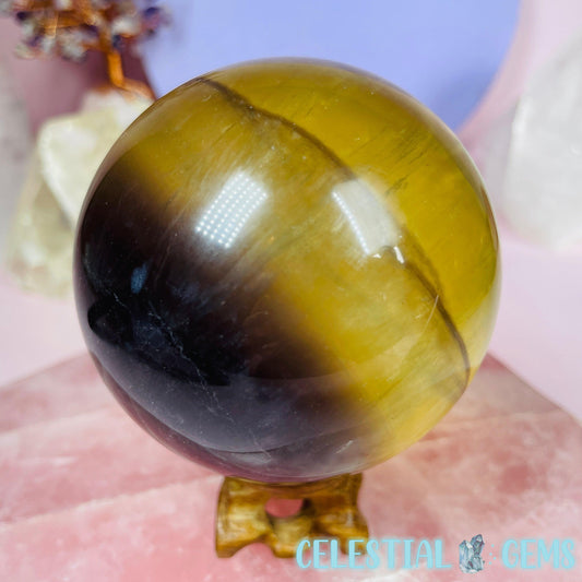 Yellow + Purple Fluorite Large Sphere