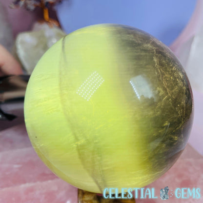 Yellow + Purple Fluorite Large Sphere