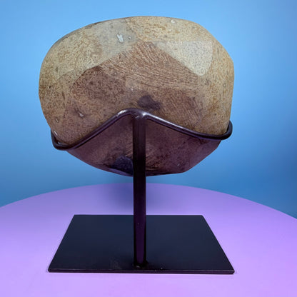 Amethyst Large Semi-Polished Cluster Freeform with Agate on Metal Stand (Video)