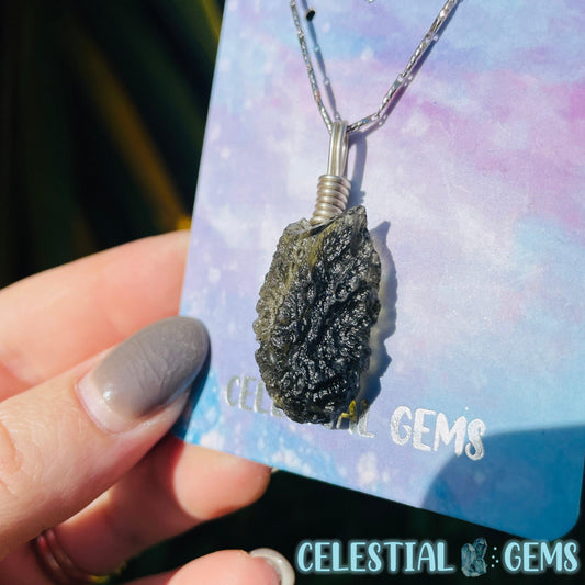 Genuine Moldavite Tektite 4.2g Raw Pendant on 925 Silver Necklace