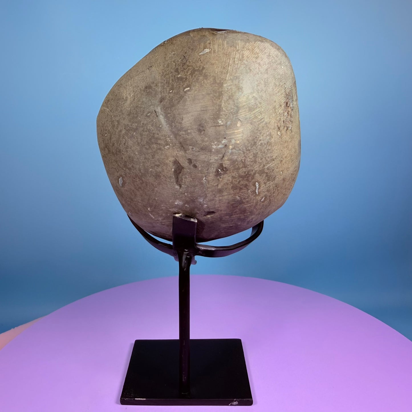 Amethyst Large Semi-Polished Cluster Freeform with Calcite on Metal Stand (Video)