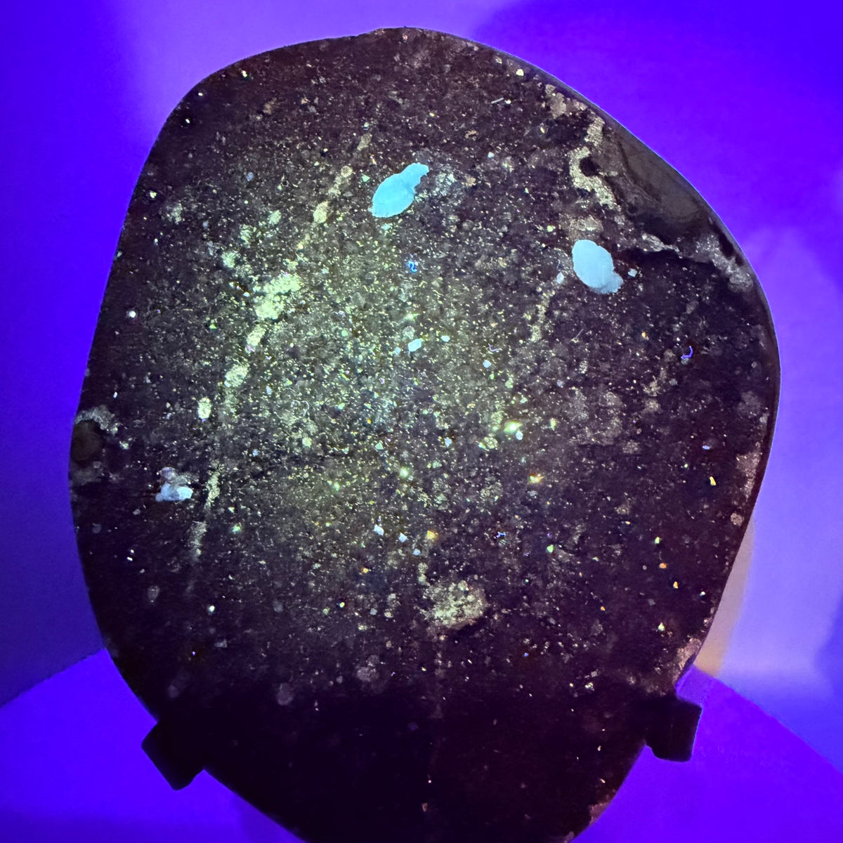 Amethyst Large Semi-Polished Cluster Freeform with Calcite on Metal Stand (Video)