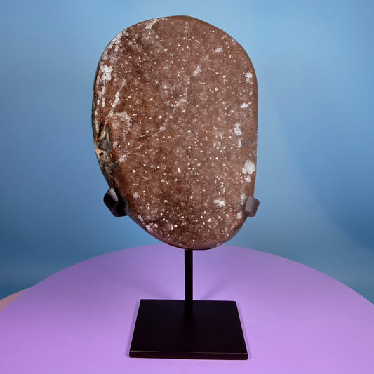Berry Amethyst Large Semi-Polished Cluster Freeform on Metal Stand (Video)