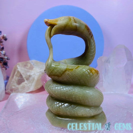 Banded Calcite Coiled Snake Medium Carving