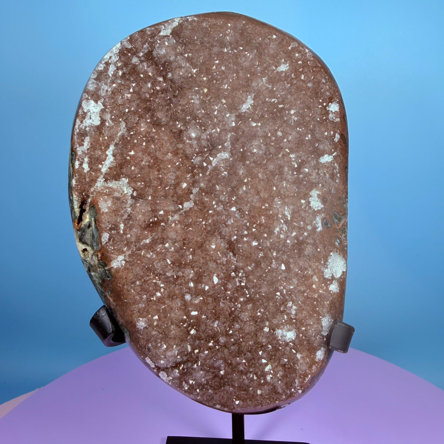 Berry Amethyst Large Semi-Polished Cluster Freeform on Metal Stand (Video)