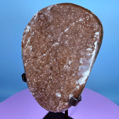 Berry Amethyst Large Semi-Polished Cluster Freeform on Metal Stand (Video)