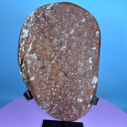 Berry Amethyst Large Semi-Polished Cluster Freeform on Metal Stand (Video)