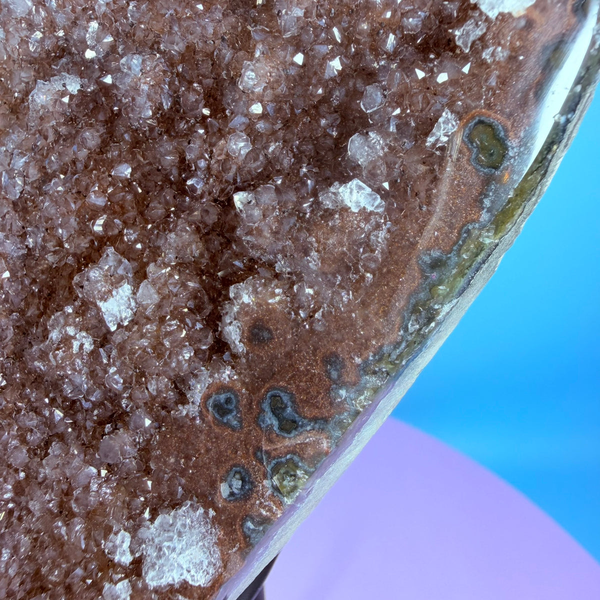 Berry Amethyst Large Semi-Polished Cluster Freeform on Metal Stand (Video)