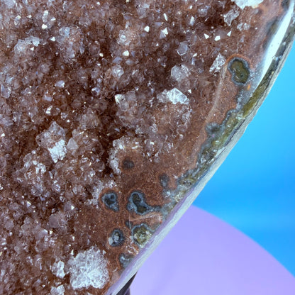 Berry Amethyst Large Semi-Polished Cluster Freeform on Metal Stand (Video)