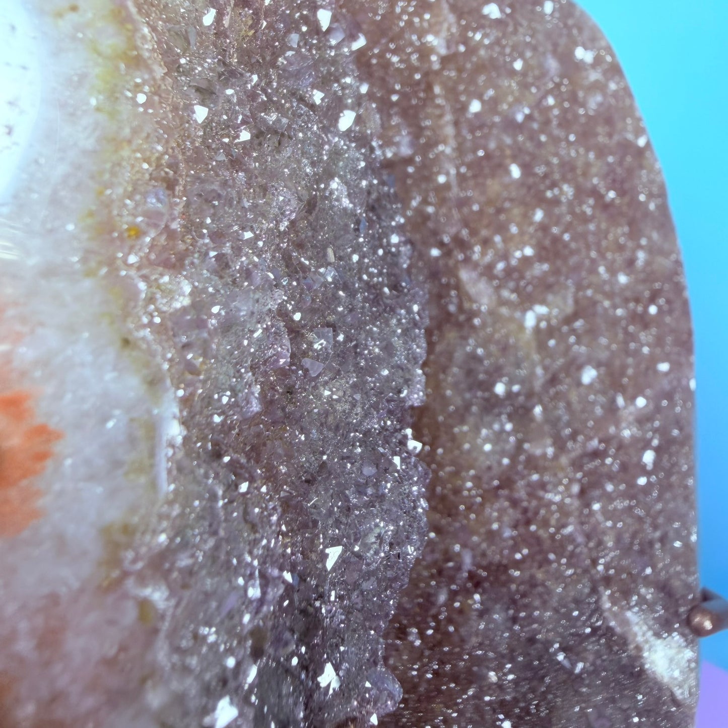 Rainbow Amethyst Large Semi-Polished Cluster Freeform on Metal Stand (Video)