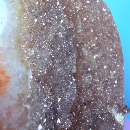 Rainbow Amethyst Large Semi-Polished Cluster Freeform on Metal Stand (Video)