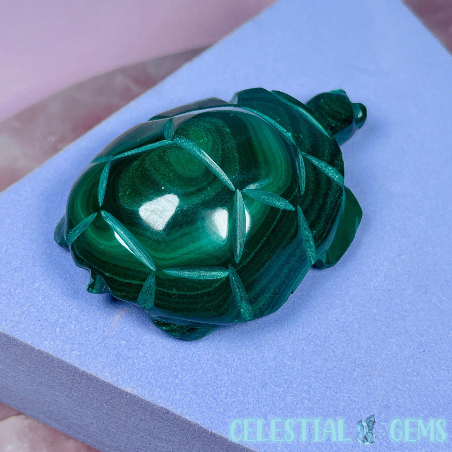 Malachite Tortoise Small Carving