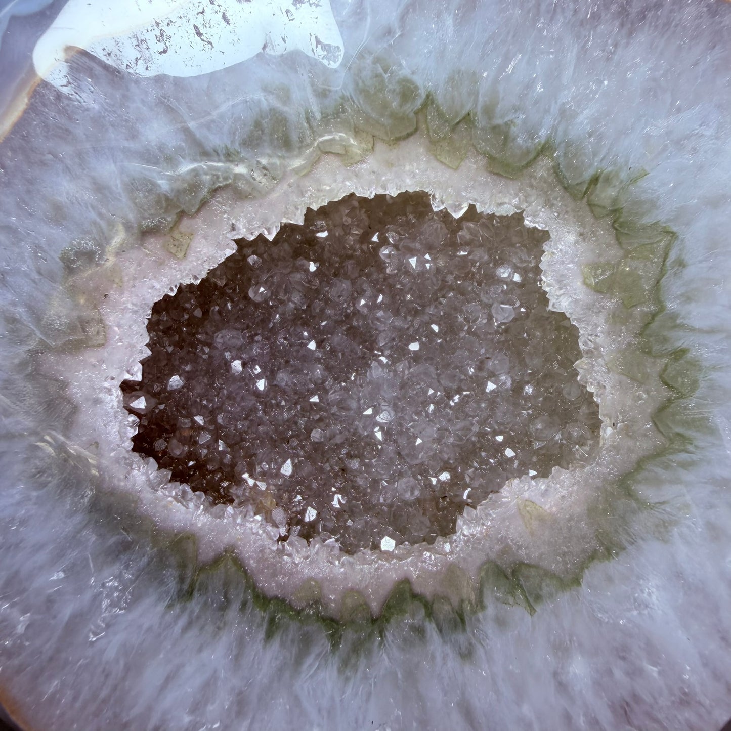 Druzy Blue Agate Heart Extra Large XL Carving on Metal Stand (Video)