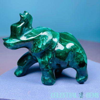 Malachite Elephant Small Carving