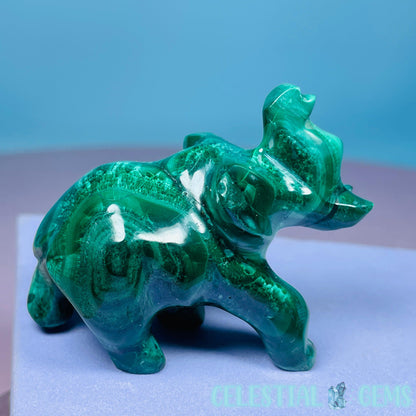 Malachite Elephant Small Carving