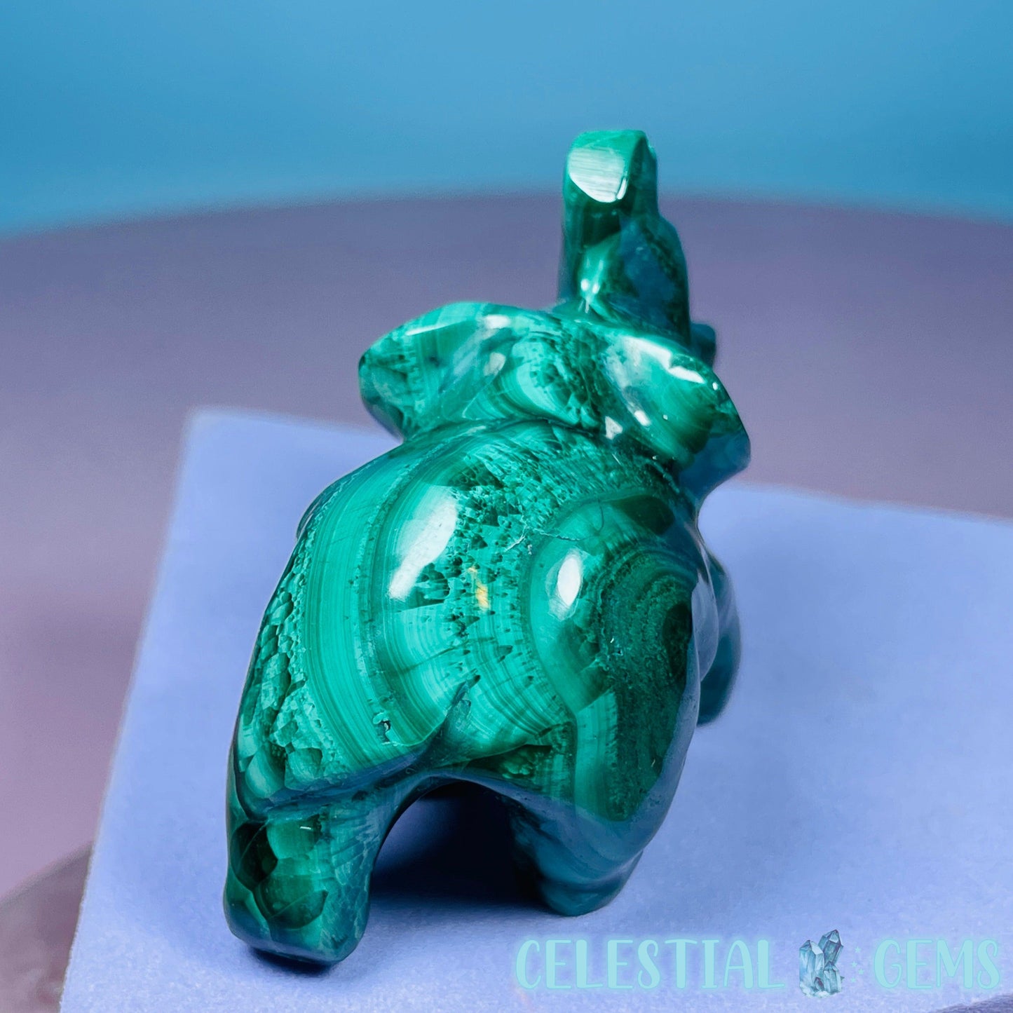 Malachite Elephant Small Carving