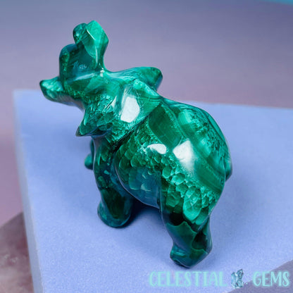 Malachite Elephant Small Carving