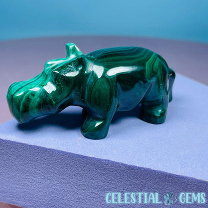 Malachite Hippopotamus Small Carving