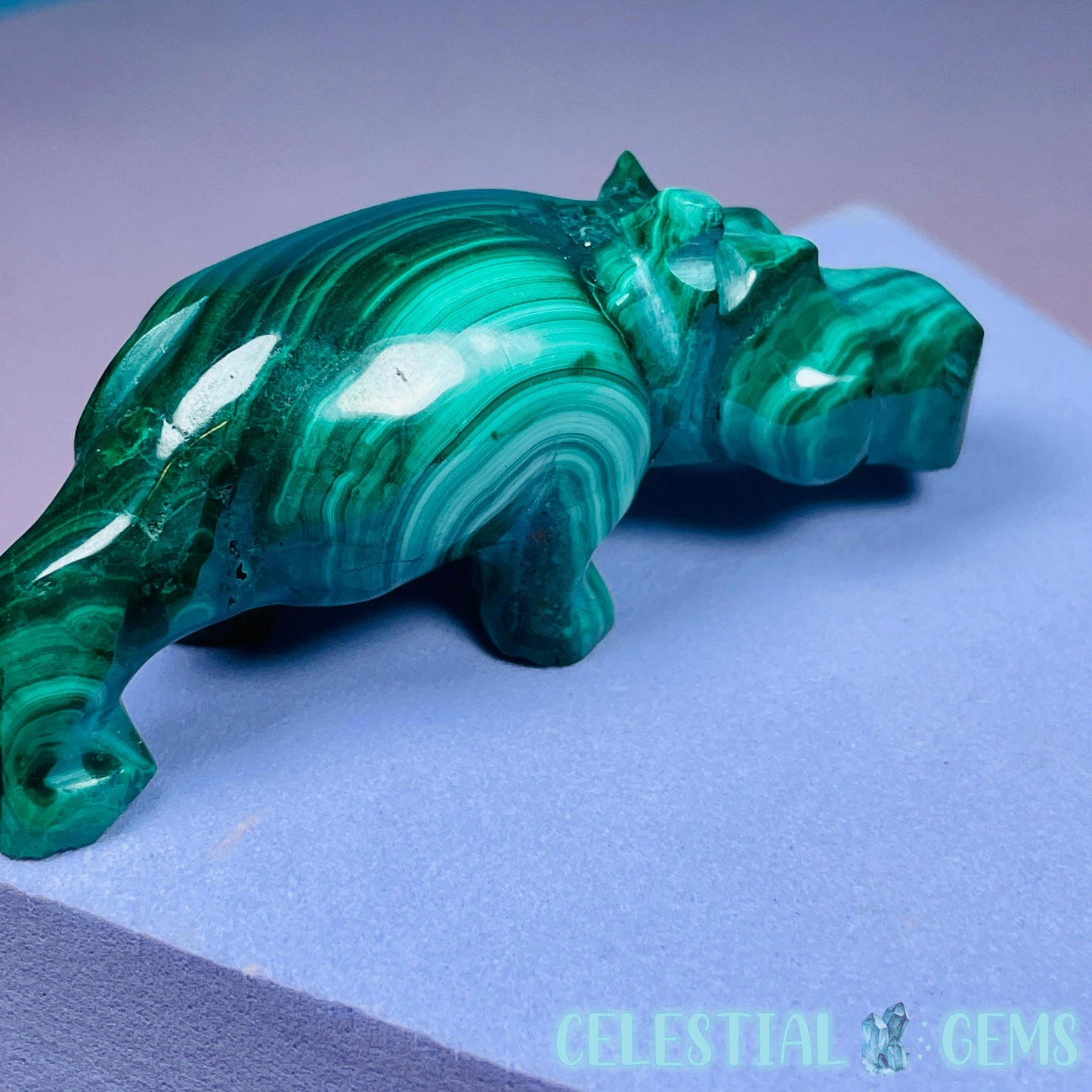 Malachite Hippopotamus Small Carving